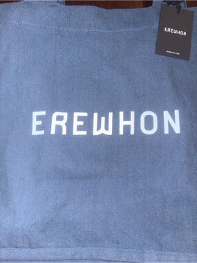 EREWHON stone blue Canvas Tote Bag with white Logo